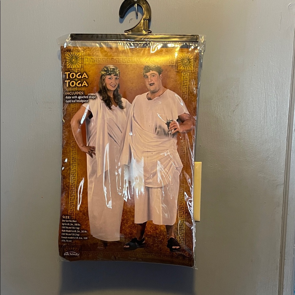 Men's White Toga Costume with Gold Headpiece